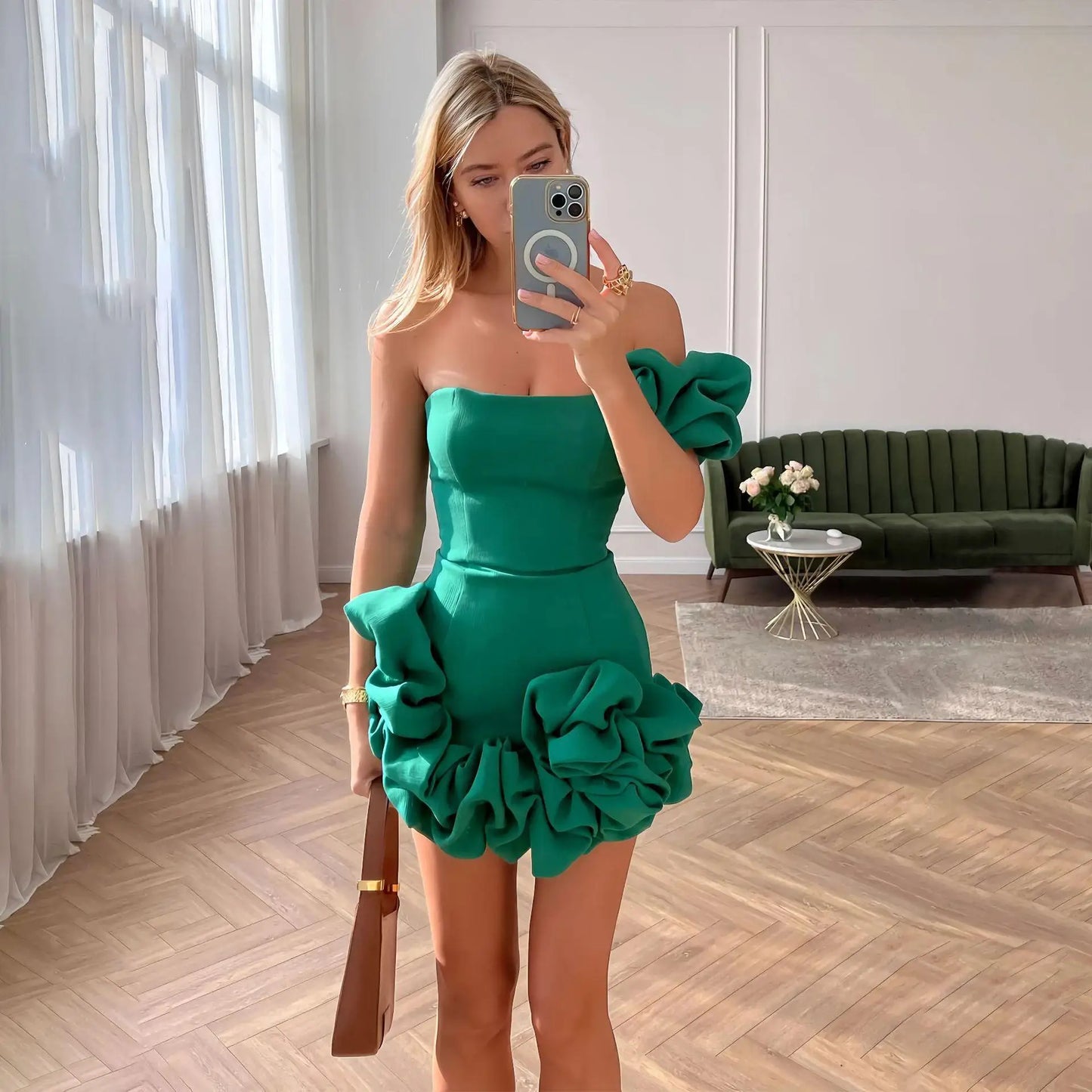 Elegant Strapless Mini Dress Sexy Backless High Waist A-line Dresses Vintage Evening Club Party Female Robes Party Dress