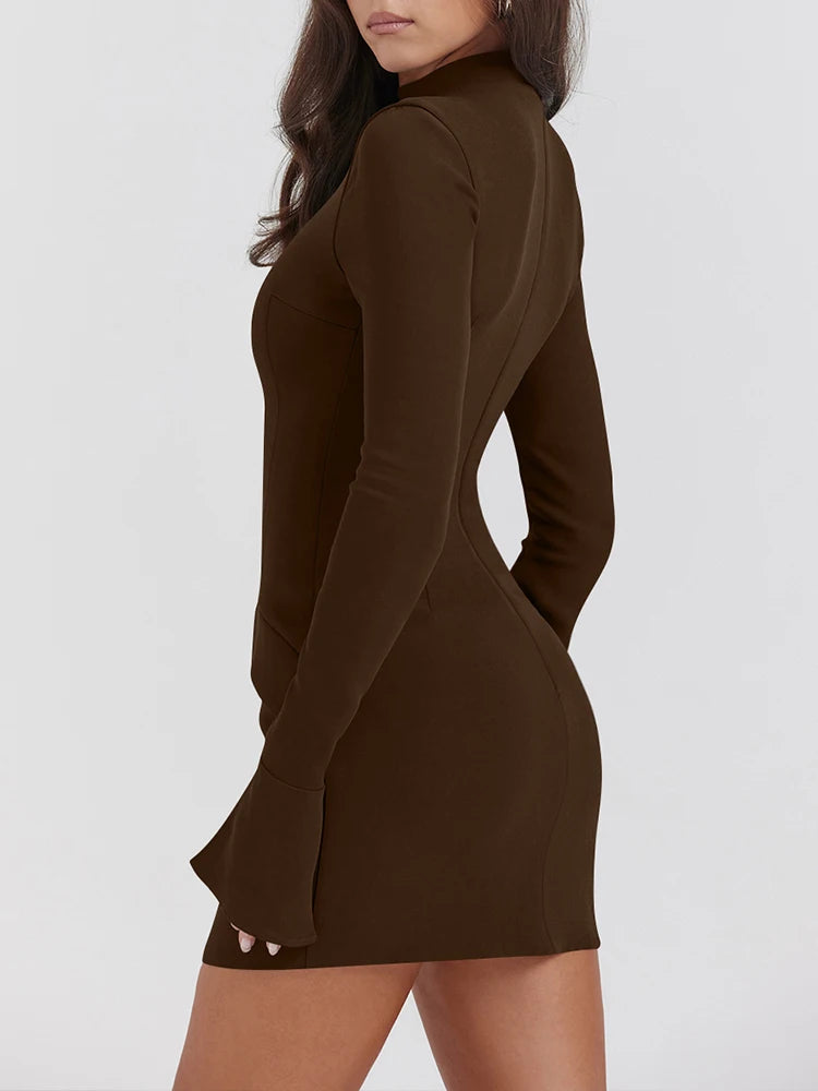2025 Fashion Women's Elegant Long Sleeve Sexy and Stylish Mini Dress for Casual Wear