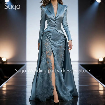 DERSONA Customized New In Modern Long Evening Dresses for Special Occasions Long Sleeve Floor-Length A-Line Women Prom Party Gala Gown