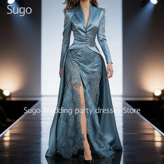 DERSONA Customized New In Modern Long Evening Dresses for Special Occasions Long Sleeve Floor-Length A-Line Women Prom Party Gala Gown