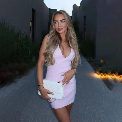 Summer fashion Mini Dress Woman Fitted Off Shoulder Short Dresses For Women 2024 Summer Backless Party Dresses Sexy Dress