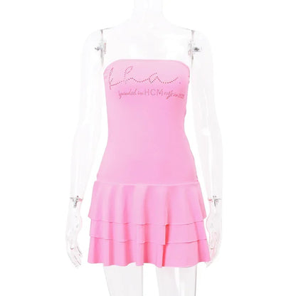 Mini Clothing For Women Dress Hot Club Outfits Dress Sexi Night Streetwear Summer Strapless Tiered Bodycon Vestidos De Mujer