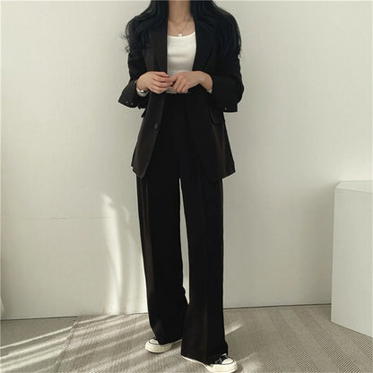 2025 DERSONA Autumn New Women's Clothing Suit Jacket Casual Pants Set Wide Leg Suit Pants Elegant Office Lady Business Suit Set Blazers