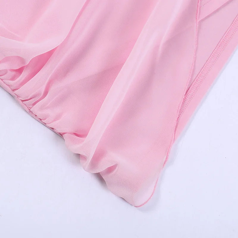 Elegant Mini Dresses Women Sexy Strapless Mesh Streamer Dress Temperament Party Slim solid Skirt