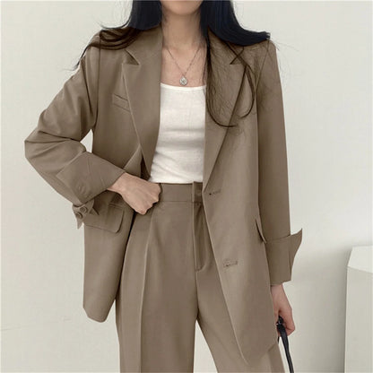 2025 DERSONA Autumn New Women's Clothing Suit Jacket Casual Pants Set Wide Leg Suit Pants Elegant Office Lady Business Suit Set Blazers