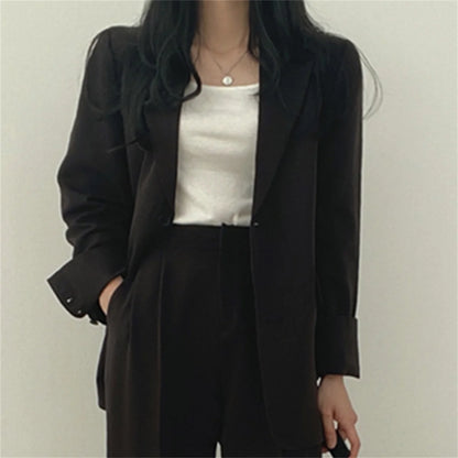 2025 DERSONA Autumn New Women's Clothing Suit Jacket Casual Pants Set Wide Leg Suit Pants Elegant Office Lady Business Suit Set Blazers