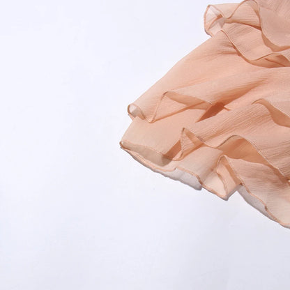 Elegant Spliced Ruffles Mini Dress For Women Slash Neck Off The Shoulder Sleeve High Waist Chic Dresses Female New