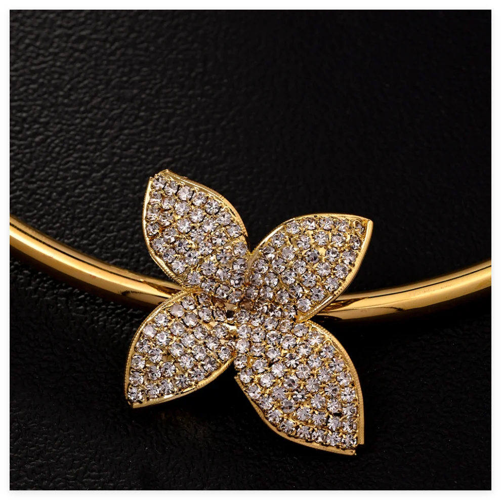 Luxury Necklace Earrings Set For Women Fashion Chunky Flower Necklace Choker Goth Jewelry Set Ladies Female Accessories Gift