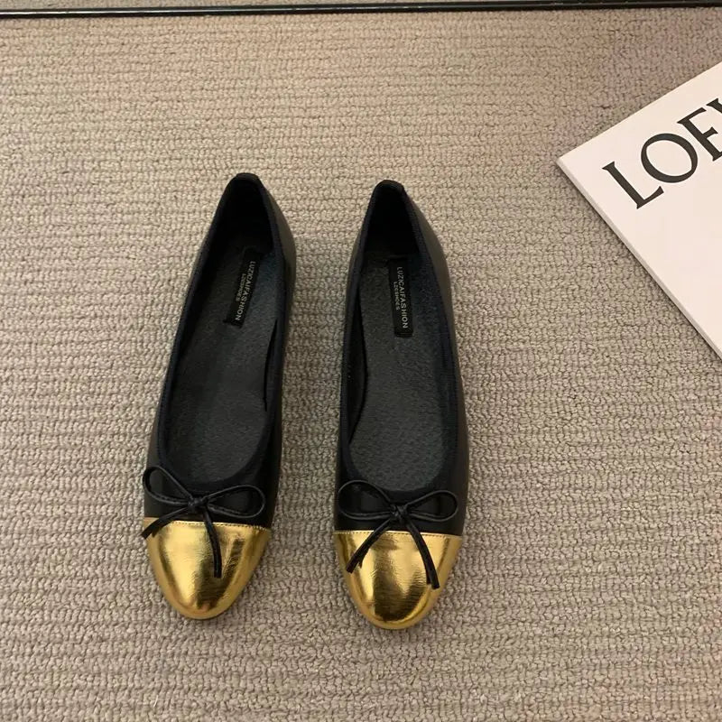Classic Round Toe Flats Ballet Shoes Women Fashion Brand Bow Knot Flat Ballerina Soft Moccasins Female Spring Autumn Shoes Mujer