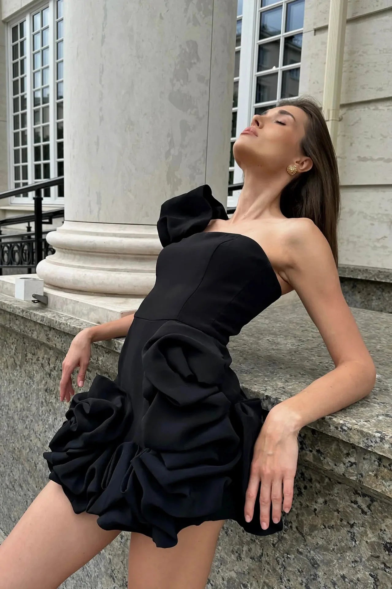 Elegant Strapless Mini Dress Sexy Backless High Waist A-line Dresses Vintage Evening Club Party Female Robes Party Dress