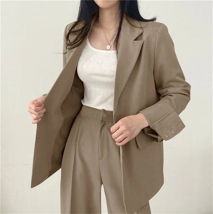 2025 DERSONA Autumn New Women's Clothing Suit Jacket Casual Pants Set Wide Leg Suit Pants Elegant Office Lady Business Suit Set Blazers