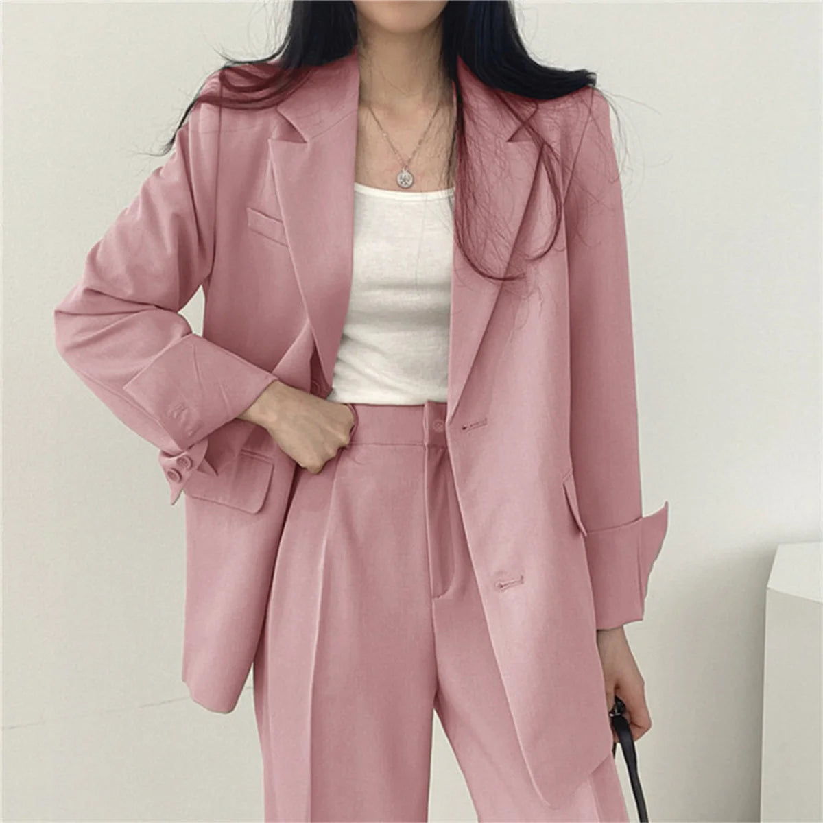 2025 DERSONA Autumn New Women's Clothing Suit Jacket Casual Pants Set Wide Leg Suit Pants Elegant Office Lady Business Suit Set Blazers