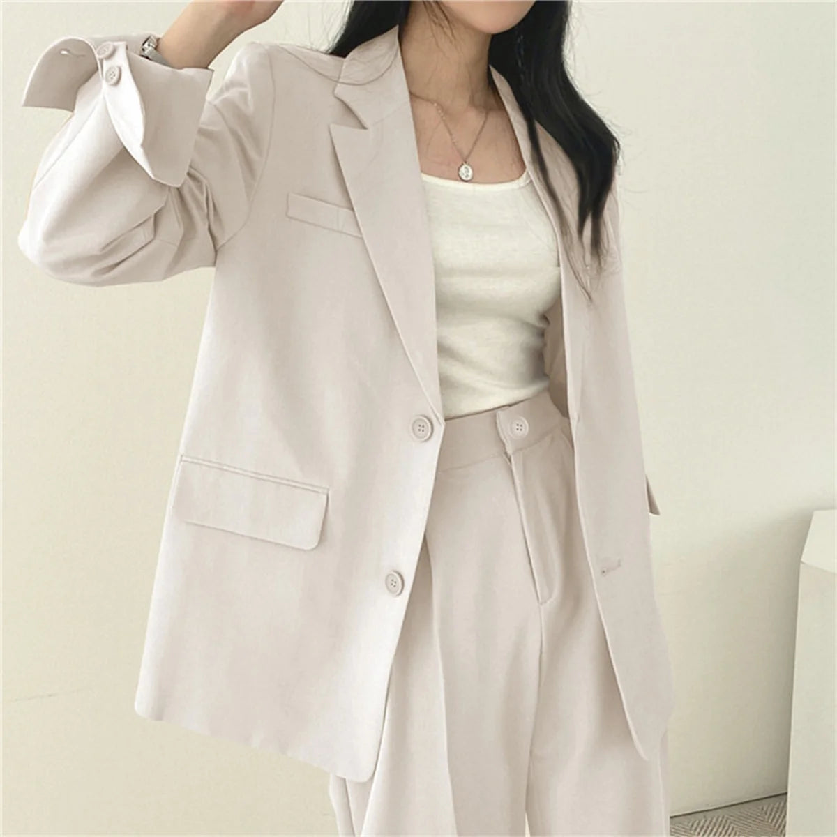 2025 DERSONA Autumn New Women's Clothing Suit Jacket Casual Pants Set Wide Leg Suit Pants Elegant Office Lady Business Suit Set Blazers
