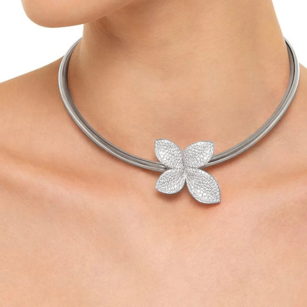 Luxury Necklace Earrings Set For Women Fashion Chunky Flower Necklace Choker Goth Jewelry Set Ladies Female Accessories Gift