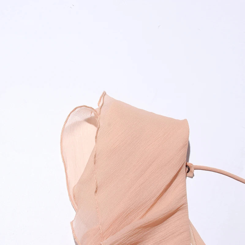Elegant Spliced Ruffles Mini Dress For Women Slash Neck Off The Shoulder Sleeve High Waist Chic Dresses Female New
