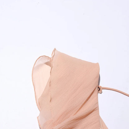 Elegant Spliced Ruffles Mini Dress For Women Slash Neck Off The Shoulder Sleeve High Waist Chic Dresses Female New
