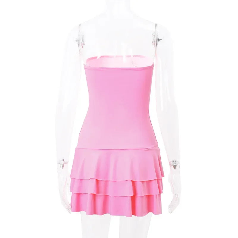 Mini Clothing For Women Dress Hot Club Outfits Dress Sexi Night Streetwear Summer Strapless Tiered Bodycon Vestidos De Mujer