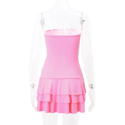 Mini Clothing For Women Dress Hot Club Outfits Dress Sexi Night Streetwear Summer Strapless Tiered Bodycon Vestidos De Mujer