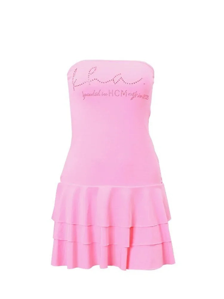 Mini Clothing For Women Dress Hot Club Outfits Dress Sexi Night Streetwear Summer Strapless Tiered Bodycon Vestidos De Mujer