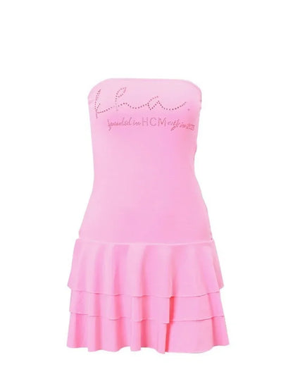 Mini Clothing For Women Dress Hot Club Outfits Dress Sexi Night Streetwear Summer Strapless Tiered Bodycon Vestidos De Mujer