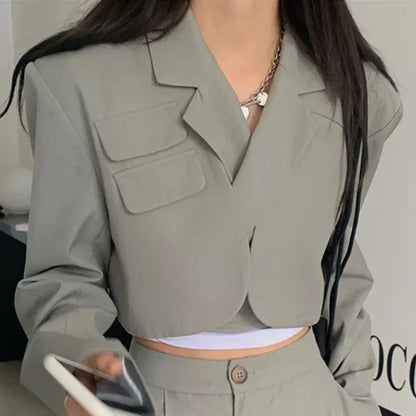 2025 DERSONA Women's New Chic Crop Blazer Jacket & High Waist Trousers Suits Wide Leg Pants Outfit 2-Piece Set Fashion For Female Summer