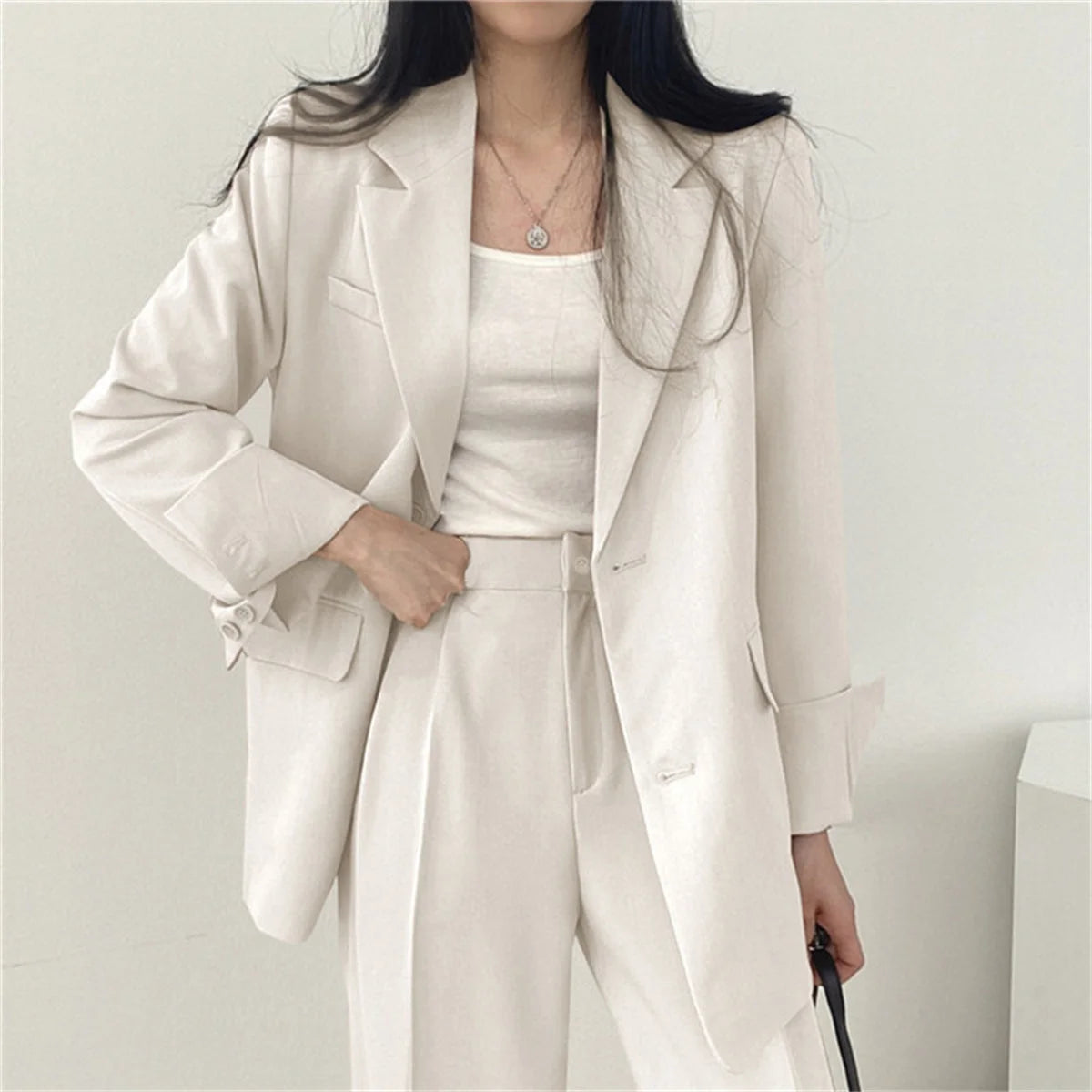 2025 DERSONA Autumn New Women's Clothing Suit Jacket Casual Pants Set Wide Leg Suit Pants Elegant Office Lady Business Suit Set Blazers