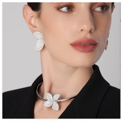 Luxury Necklace Earrings Set For Women Fashion Chunky Flower Necklace Choker Goth Jewelry Set Ladies Female Accessories Gift