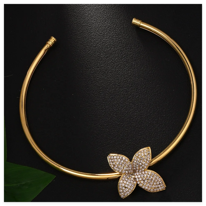 Luxury Necklace Earrings Set For Women Fashion Chunky Flower Necklace Choker Goth Jewelry Set Ladies Female Accessories Gift