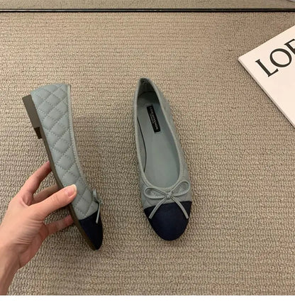 Classic Round Toe Flats Ballet Shoes Women Fashion Brand Bow Knot Flat Ballerina Soft Moccasins Female Spring Autumn Shoes Mujer