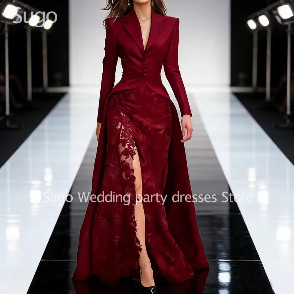 DERSONA Customized New In Modern Long Evening Dresses for Special Occasions Long Sleeve Floor-Length A-Line Women Prom Party Gala Gown